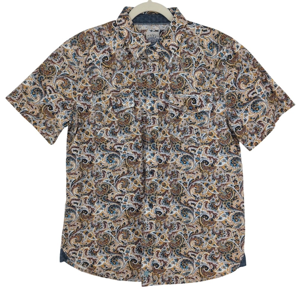 Moonshine Spirit Mens M Sicilly Paisley Short Sleeve Pearl Snap Western Shirt